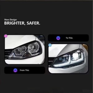 Volkswagen Golf 7 aftermarket headlight assembly — image 3
